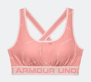 Under Armour Sports Bra Women XL Pink Logo Crossback Compression Athleisure thumbnail 1