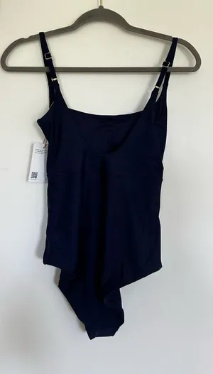 NWT Quince Italian Cut-Out One-Piece Swimsuit / Deep Navy‎ Blue Size Large thumbnail 1
