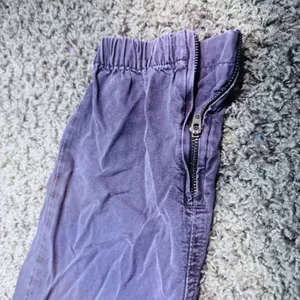 Aerie Sunwashed Purple Joggers XS Drawstring Elastic Waist Ankle‎ Zip Pants thumbnail 3