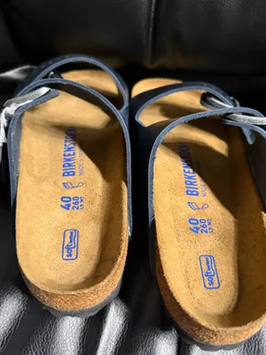 New with Box Birkenstock Arizona Blue Leather Soft Footbed 1013644 Regular thumbnail 4
