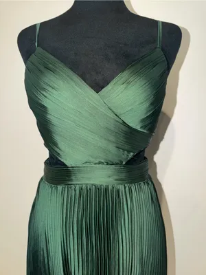 NWOT Lulus Got the Glam Emerald Green Pleated Cutout Maxi Dress thumbnail 4