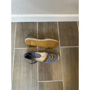 Tory Burch Eleanor D'orsay Ankle Strap Espadrille Flats Gold Logo Size 7 thumbnail 2