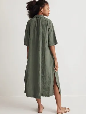 Madewell Lightestspun Cover-Up Maxi Shirtdress Sage Green Medium thumbnail 3