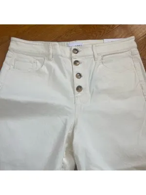 Ann Taylor LOFT High Waist Wide Leg Crop Jeans White Size 12P/31 thumbnail 5