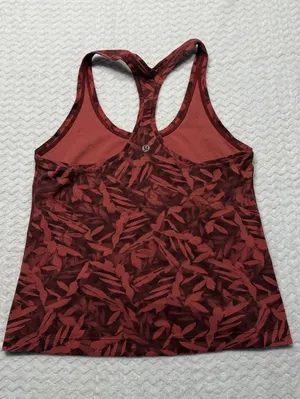 Lululemon Womens Cool Racerback Tank Top Nulu Spray Leaf Fireside Red 6 thumbnail 1