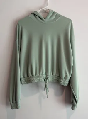 Sweaty Betty Women's Size Small Mint Green Cropped Hoodie Sweatshirt Drawstring thumbnail 1
