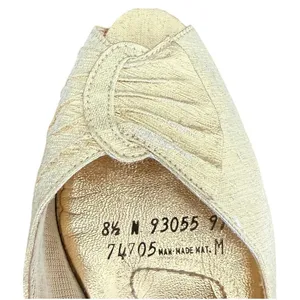 Vintage Hush Puppies Gold Slingback Peep Toe Heels‎ Women's Shoes 8.5 M thumbnail 8
