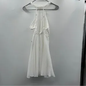 Lulus Dress Made in the Crocheted White Skater Halter‎ Neck Mini Dress Sz XS NEW thumbnail 6