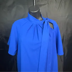 SHEIN Cobalt Blue Blouse with Tie Accent M thumbnail 4