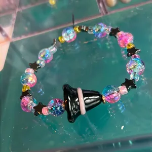 WITCHY HAT - Pink Blue Black Gold - handmade bracelet & nickel free earrings thumbnail 3
