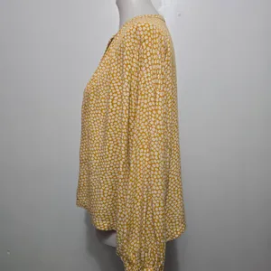 Flawless Mustard Floral Dream Shift Blouse Size Large Bohemian Spring Cottage thumbnail 3