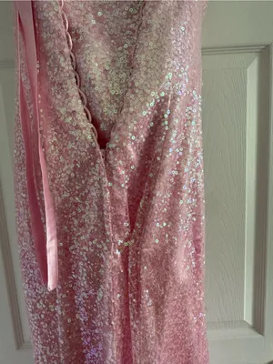 MoriLee by Madeline Gardner Strapless Pink Sequin Evening Gown size 3/4 thumbnail 9