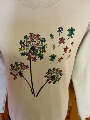 Grateful Dead Dancing Bears Dandelion Sweatshirt XS Hippie Deadhead Pullover thumbnail 8
