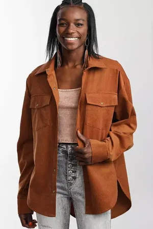 Modish Rebel Burnt Amber Corduroy Long Sleeve Top thumbnail 1