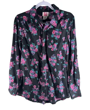 Billa Bong Womens Tops Size M Cotton Floral Print Button Front Shirt thumbnail 1