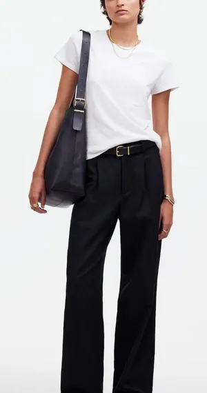 Madewell Women's Linen Blend Black Pleated Trouser Pant Slouchy Straight Size 2‎ thumbnail 1