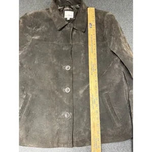 Vtg 90s/Y2K Papaya Brown Leather Women's Suede Button Front Lined Jacket 14 thumbnail 8