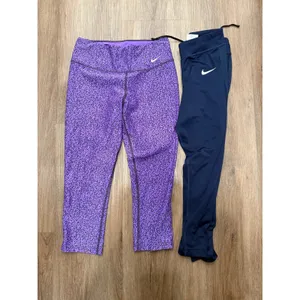 Nike‎ Dri-FIT Capri Leggings Small Purple Print & Blue Running Tights set 2 thumbnail 2