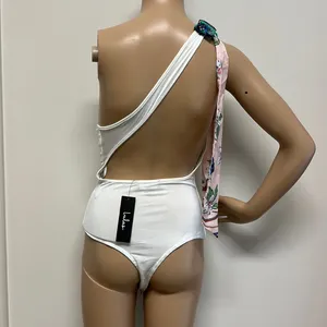 NWT Lulu’s Off White Bodysuit with Colorful Shoulder Tie size M thumbnail 4
