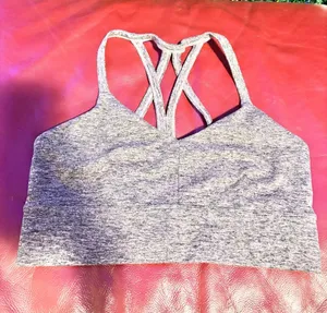JoyLab Gray Heather Strappy Sports Bra with Crisscross Back thumbnail 1