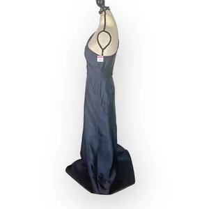 Alfred Sung A-Line Gown Women's 2R Navy Blue One-Shoulder Maxi Draped D815S NWT thumbnail 4