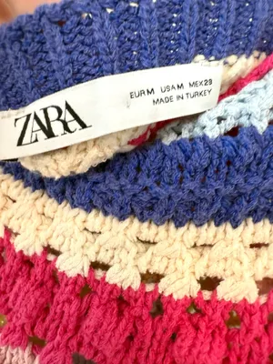 ZARA Colorful Top Crochet Striped Crop thumbnail 3