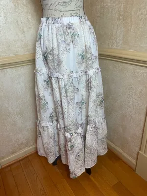 Solitaire Eyelet Lace Floral Maxi Skirt Tiered Ruffle Cottagecore Coquette Large thumbnail 2