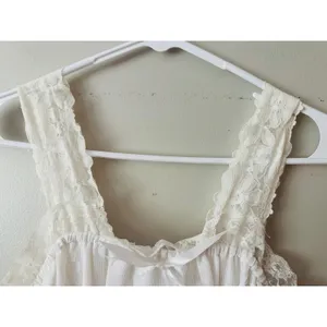 Vintage On The Rocks California White Lace Midi Dress Cottagecore Floral Rosebud thumbnail 4