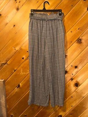 American eagle high waisted plaid front pocket wide leg trousers thumbnail 4
