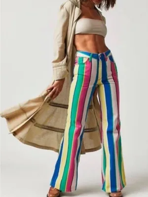 Wrangler Wanderer 622 High Rise Flare Jeans Womens Size 30x34 Multicolor Striped thumbnail 3