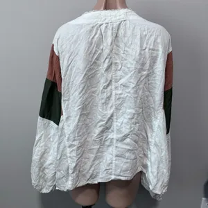 We The Free Beating Hearts Linen Long Sleeve Top Green Orange Rust Sleeve Stripe thumbnail 6