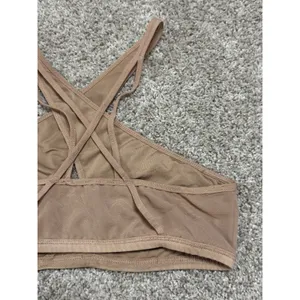 Urban Outfitters Embroidered Floral Mesh Cross Front Halter Bralette Sz S thumbnail 6