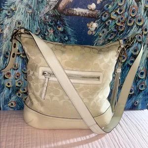 Coach Cream Signature Monogram Crossbody/ Shoulder Bag thumbnail 1