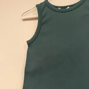 Teal Ribbed Crop Tank Top Green Size M thumbnail 3
