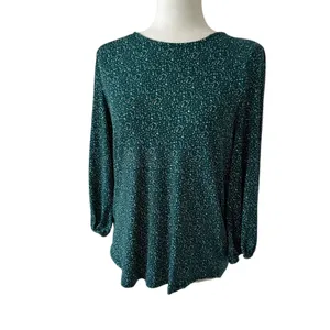 Adrianna Papell | 3/4 Sleeve Keyhole Blouse Green Print Size Small thumbnail 2