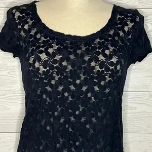 Hollister black short sleeve top with lace front Size XS Y2K preppy thumbnail 2