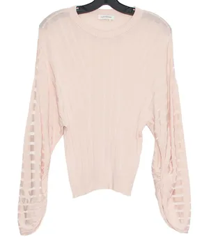 Club Monaco Top Dolman Sleeve Cottage Romantic Statement Y2K Ribbed Pink Medium thumbnail 1
