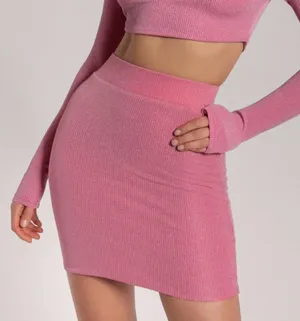 NWT Meshki CeCe Pink Ribbed Knit Mini Skirt, size M Barbiecore boho Y2K ballet thumbnail 4