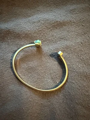 Kendra Scott Gold Open Cuff with Aqua Green Crystal thumbnail 3