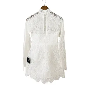 Lulus Gorgeous Attraction White Lace Structured Long Sleeve Mini Dress size S thumbnail 4