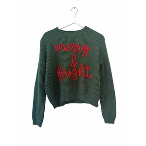 Queen of Sparkles Merry & Bright Christmas Sweater Green Size Large thumbnail 5