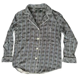 Lauren Ralph Lauren Size M Black Blue Plaid Long Sleeve Pajama Top & Bottom Set thumbnail 3