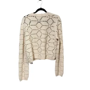 Z Supply Cream Pointelle Geometric Knit Button Cardigan Sweater ZW253328 Large thumbnail 4