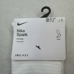 Nike Spark Lightweight Ankle Socks White Women's 7.5-9 Men's 6-7.5 Youth 6-7.5 thumbnail 2