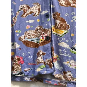 Nick & Nora Pajama Knit Top Puppy Dog Animal Bubble Bath Time Button Down M thumbnail 4