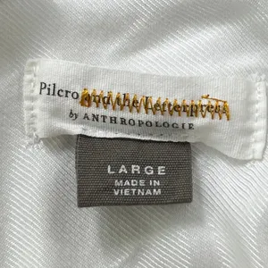 Pilcro the Letterpress Anthropologie White Viscose Split‎ Back Button Down Shirt thumbnail 4