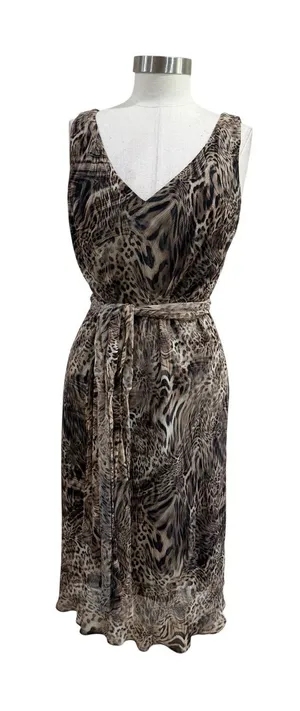 Jones New York Dress Vintage Leopard Print Midi Scarf Dress Brown Tan 16 thumbnail 1