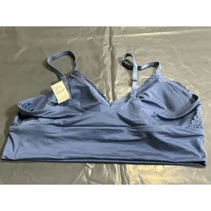 Aerie Bralette Women's M Blue Lace Trim Wireless Longline Adjustable Straps NWT thumbnail 4