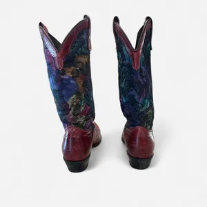 Vintage 90s Capezio Red Leather & Tapestry Western Boots Rare Pair thumbnail 8