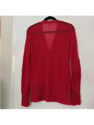 Fossil Mohair Blend Button Front V Neck Cardigan Sweater Womens Medium Pink thumbnail 6